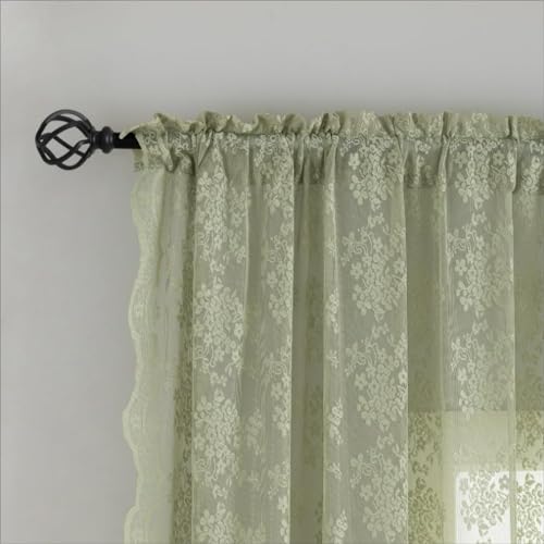 Vintage Lace Curtains (Sage Green / 52"W x 102"L (Pack of 2))