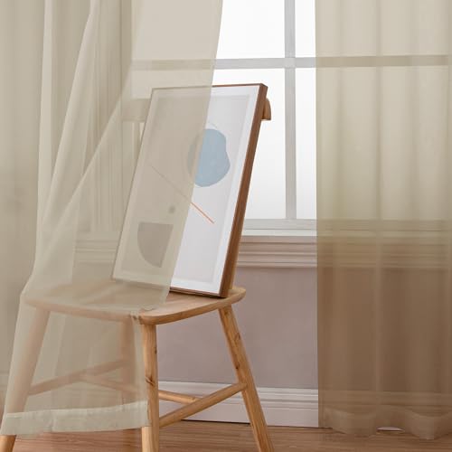 Taupe Sheer Curtains 90 Inches Long for Bedroom Living Room 2 Panels Set (Taupe / 42"W x 90"L (Pack of 2))