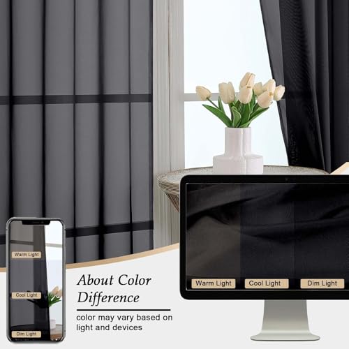 Extra Long Black Sheer Curtains for Bedroom Living Room 108 Inches Long 2 Panels Set (Black / 59"W x 108"L (Pack of 2))