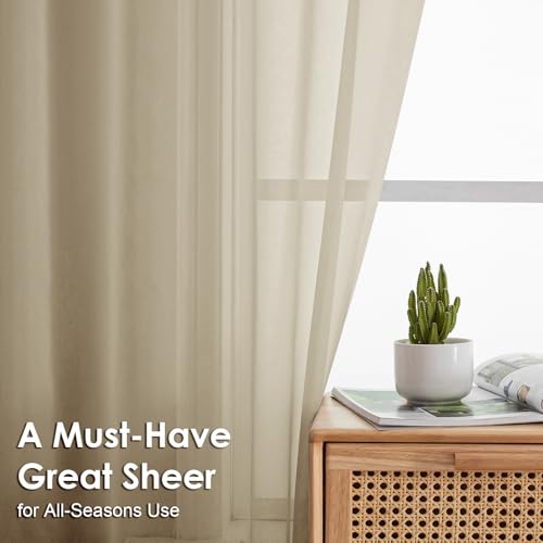 Taupe Sheer Curtains 72 Inches Long 2 Panels (Taupe / 42"W x 72"L (Pack of 2))