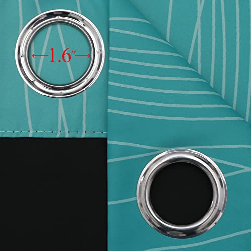 Teal and Grayish White Ombre Blackout Curtains Living Room 108 Inches Long (Teal and Greyish White / 52"W x 108"L (Pack of 2))