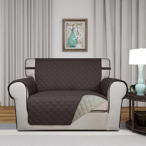 Reversible Quilted Sofa Cover Dog Couch Covers for Sofa (Small-XL / Chocolate/Beige)