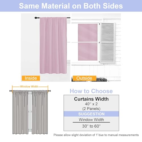 Ava Pink Blackout Curtains for Bedroom 96 Inches Long 2 Panels (Pink / 40"W x 96"L (Pack of 2))