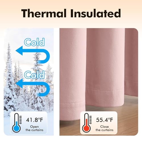 Velvet Curtains Light Pink 52 x 90 Inch Length Set of 2 (Light Pink / 52"W x 90"L (Pack of 2))