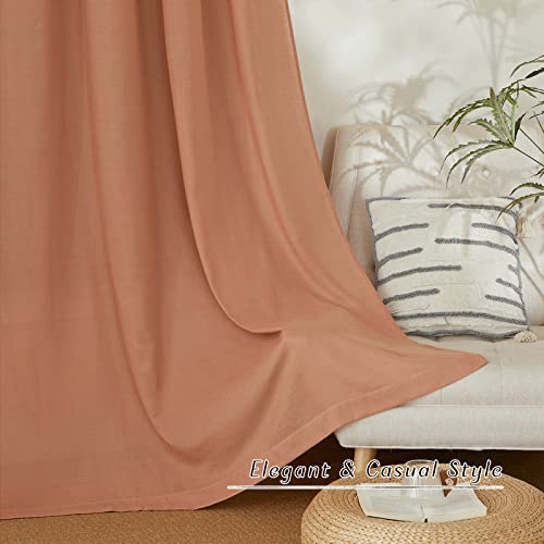 Terracotta Linen Kitchen Curtains 36 inch Length (Terracotta / 55"W x 36"L (Pack of 2))
