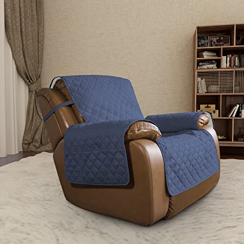 Reversible Couch Cover (Dark Blue/Ivory / Large Recliner)