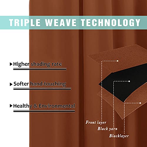 2 Panels Blackout Curtains (Burnt Orange / 62"W x 72"L (Pack of 2))