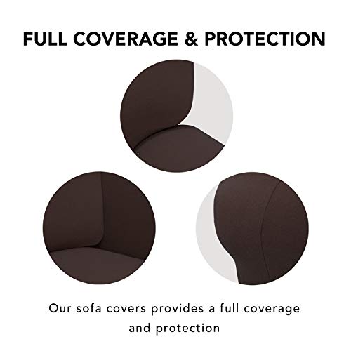 Stretch Loveseat Covers Fleece Couch Covers for Sofa Chocolate (Medium Loveseat / Chocolate)