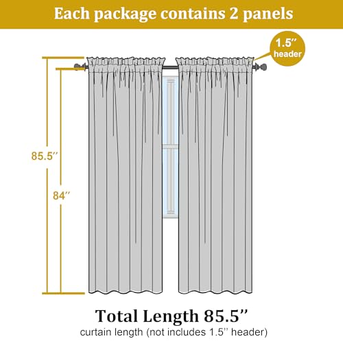Sheer Curtains 84 inches Long 2 Panels Set for Bedroom Living Room (Light Green / 42"W x 84"L (Pack of 2))
