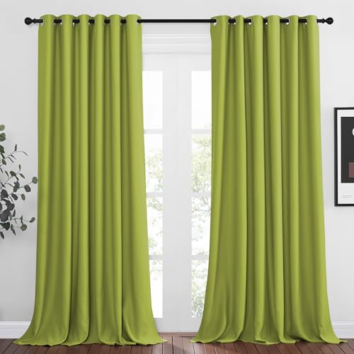 Room Darkening Curtains and Drapes for Window 95" L (Fresh Green / 80"W x 95"L (Pack of 2))