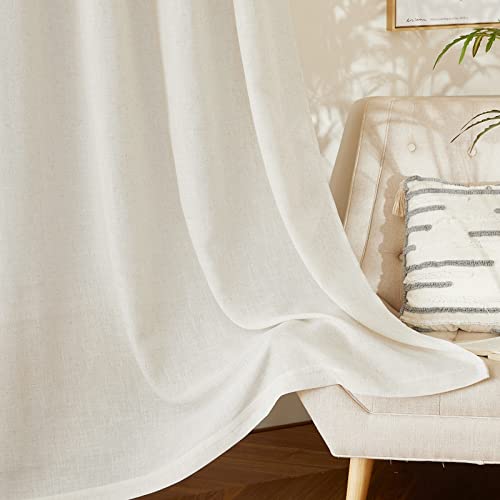 Linen Burlap Curtains for Windows 90 inch Length (52"W x 90"L (Pack of 2) / Linen)