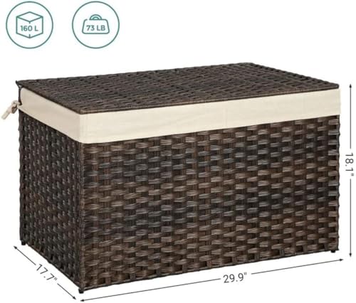 Woven Storage Basket with Lid (160 L / Brown)