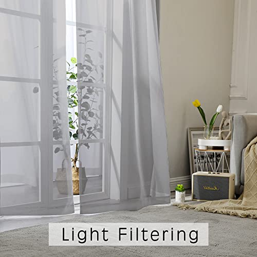 2 Panels Grey Sheer Curtains (Charcoal Grey / 42"W x 84"L (Pack of 2))