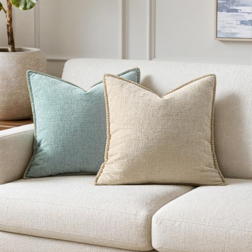 Decorative Couch Throw Pillow Covers 22x22 Inch Beige 2 Pack (Beige / 22" x 22" (Pack of 2))