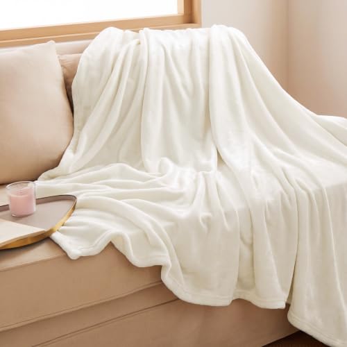 GentleSoft Cream Throw Blanket for Couch (01 - Cream / Throw (50" X 60"))