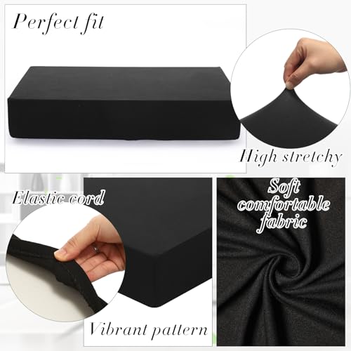 4 Pcs Stretch Cushion Covers (Black / Back Cover)