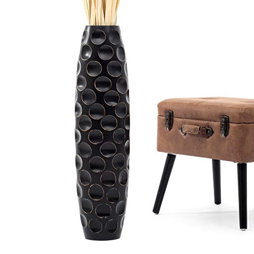 Large Floor Vase 26 inches Mango Wood for Pampas Grass (26 inches / Black)