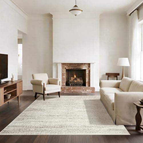 Washable Rugs 5x7 Area Rugs for Living Room (5' x 7' (Rectangular) / Beige-ivory-cream-brown-camel)