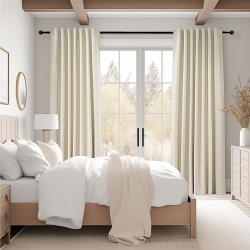 100 Inch Long Ivory White Black Out Custom Drapery Panels (Cream / 52"W x 100"L (Pack of 2))