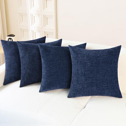Decorative Couch Throw Pillow Covers 18 X 18 Inches Navy Blue (18" x 18" (Pack of 4) / Navy Blue)