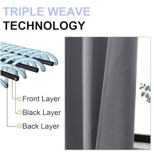 Ava Light Grey Blackout Curtains for Bedroom 90 Inches Long 2 Panels Set (Light Grey / 40"W x 90"L (Pack of 2))