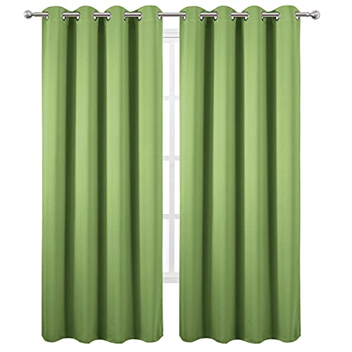 Light Green Blackout Curtains for Bedroom Room Darkening Curtains (Light Green / 52"W x 84"L (Pack of 2))