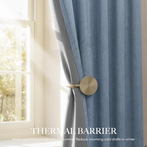 Dusty Blue 100% Blackout Curtains for Bedroom Office 84 Inch Long (Dusty Blue / 52"W x 84"L (Pack of 2))