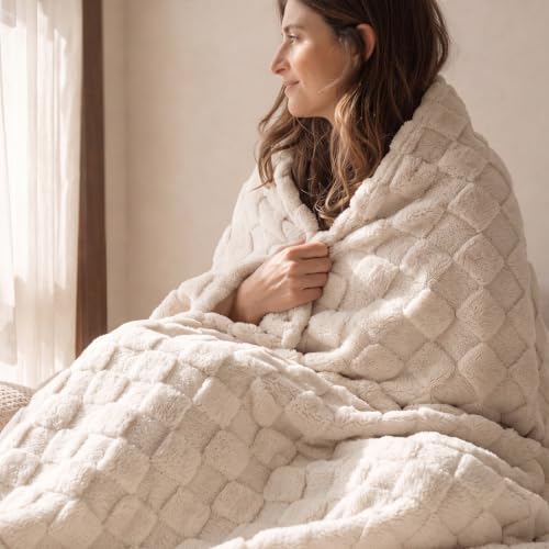 Checkered Soft Cozy Throw Blanket for Couch (07 Cream / Throw (50" X 60"))