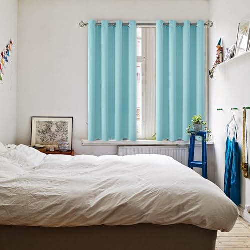 Baby Blue Blackout Curtains for Bedroom 45 Inch Long (Baby Blue / 52"W x 45"L (Pack of 2))