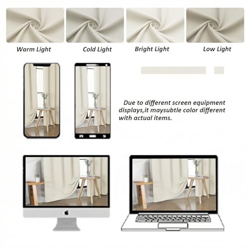 Ava Light Beige Light Filtering Curtains for Bedroom 84 Inch Length 2 Panels Set (Light Beige / 40"W x 84"L (Pack of 2))