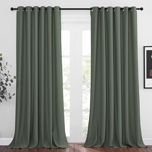 Living Room Window Curtain Drapes Extra Long & Wide (Dark Mallard / 80"W x 108"L (Pack of 2))