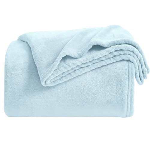 Fleece Blanket Mist Blue Lightweight Super Soft Cozy Fuzzy Bed Blankets Microfiber Factory Shop (Mist Blue / Throw(50"x60"))