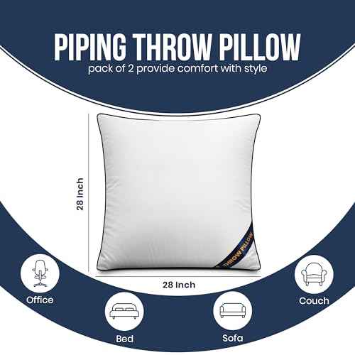 Premium Piping Throw Pillows 28x28 (28x28 Inch)