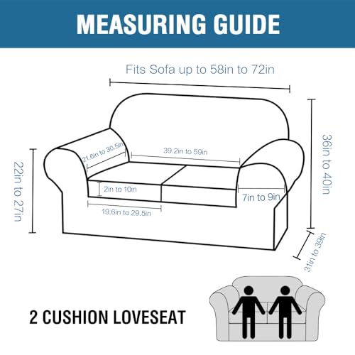 Real Velvet Plush 3 Piece Stretch Sofa Covers Couch Covers for 2 Cushion Couch Loveseat Covers Width Up to 72 Inch Feature Thick Soft Stay in Place (2 Cushion Loveseat / Ivory)
