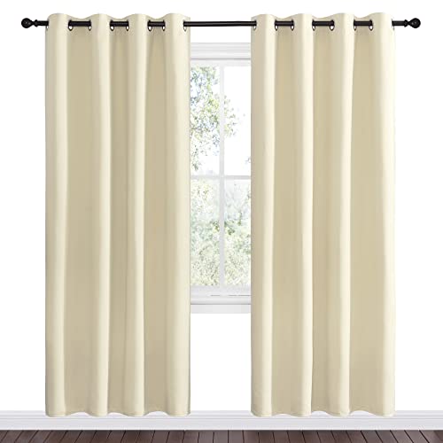 Beige Room Darkening Curtains 78" Long for Boho Farmhouse Home Decoration (Beige / 55"W x 78"L (Pack of 2))