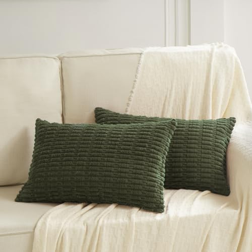 4 Packs Decorative Throw Pillow Covers for Living Room Couch Bed (24" x 16" (Pack of 4) / Olive Green)