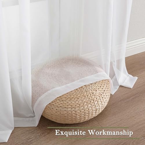 White Sheer Curtains 78 Inches Long 2 Pcs (White / 59"W x 78"L (Pack of 2))