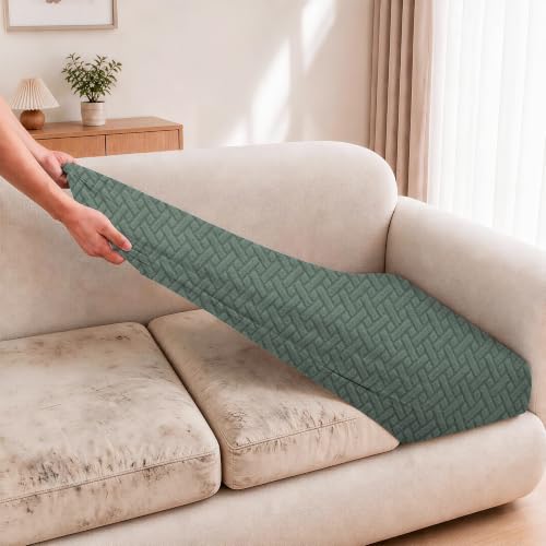 8PCS Patio Cushion Covers.Patio Furniture Couch SeatSlipcovers (Green / 8PCS)