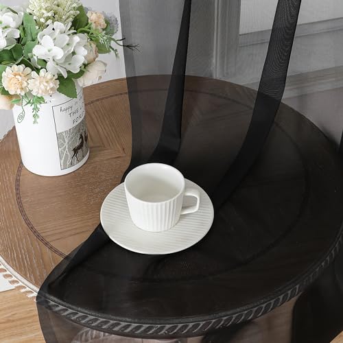 Long Sheer Black Curtains for Living Room 108 inch Length 2 Panels Set (40"W x 108"L (Pack of 2) / Black)