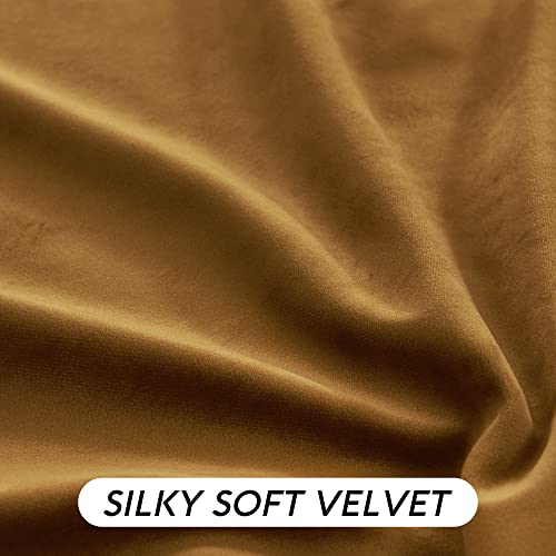 Gold Brown Velvet Curtains 72 inches with Hook Belt (Golden Brown / 52"W x 72"L (Pack of 2))