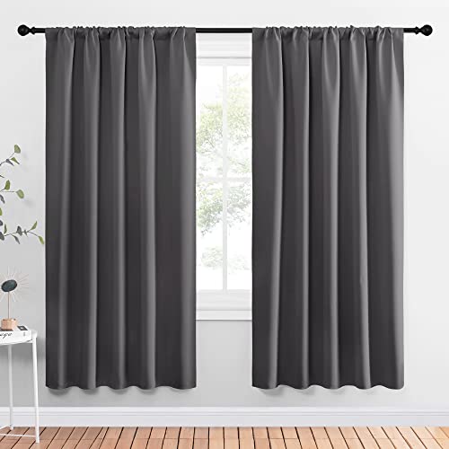 Grey Blackout Curtains for Dining Room 52" w x 72" L 2 Panels (Grey / 52"W x 72"L (Pack of 2))