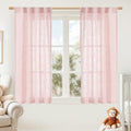 54 Inch Semi Sheer Window Linen Curtains (Pink / 34"W x 54"L (Pack of 2))