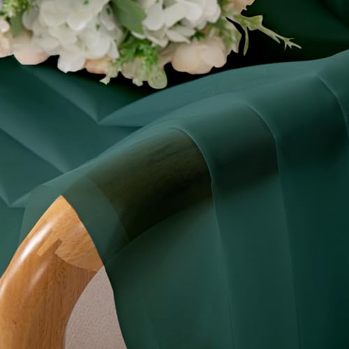 Green Sheer Curtains 72 Inches Long 2 Panels Set for Christmas Decoration (Hunter Green / 42"W x 72"L (Pack of 2))