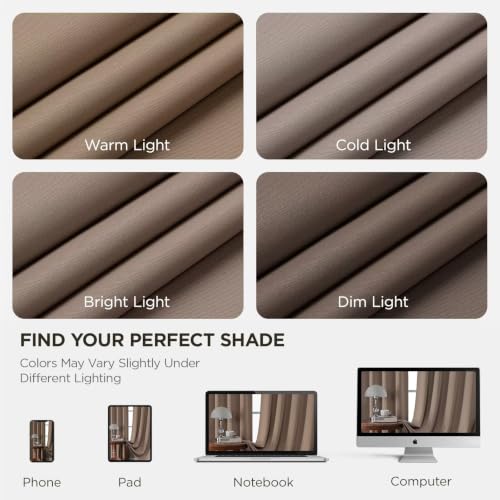 Khaki Blackout Curtains 63 inch Length 2 Panels Set (Khaki / 52"W x 63"L (Pack of 2))