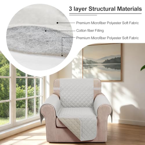 Reversible Recliner Chair Covers (Light Grey/Beige / 23'' Chair)