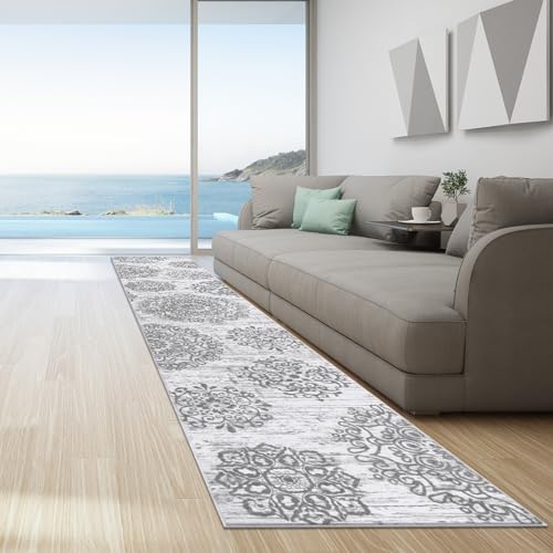 HEBE Hallway Runner Rug 2'8''x14' (Grey / 2'8" x 14' (Rectangular))