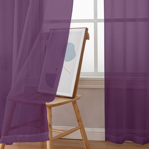 Plum Sheer Curtains (Plum / 42"W x 84"L (Pack of 2))