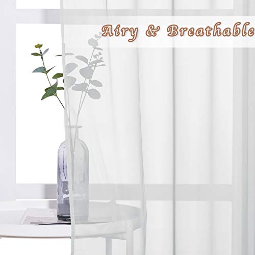 Living Room Window Curtains Sheer Textured (Light Gray / 37"W x 84"L (Pack of 2))