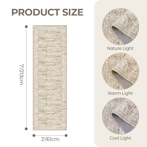 2x7 Runner Rug Non Slip (Brown/Ivory / 2' x 7' (Runner))