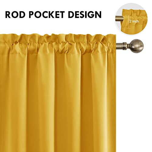 Blackout Curtains for Bedroom Living Room 52 x 54 Inch Long Yellow (Yellow / 52"W x 54"L (Pack of 2))